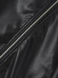 Women's Half Black and Half White Faux Leather Long Sleeve Biker Jacket