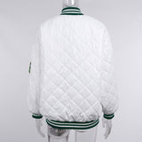 White quilted baseball style jacket for women