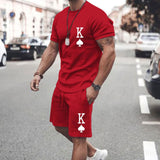Short-sleeved polo shirt set and matching wide, solid-colored shorts for men - SUMMER 2022