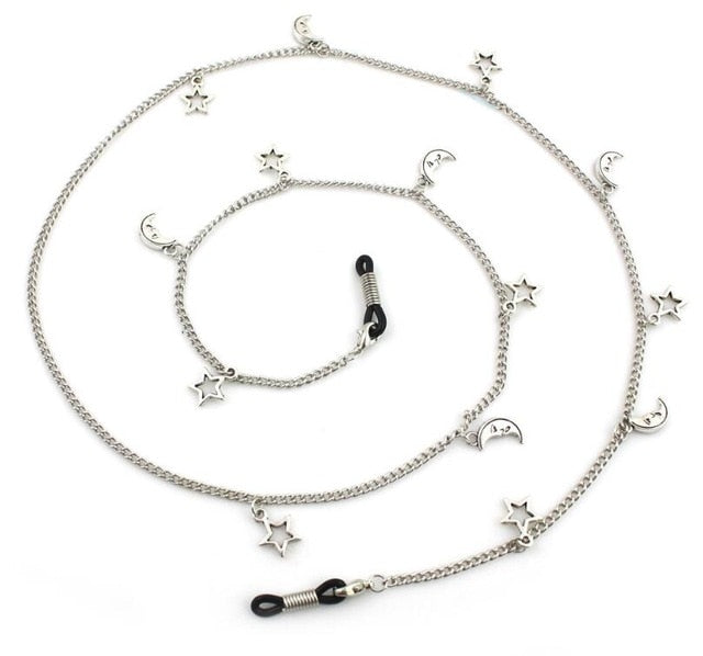 Long chain for glasses with Moon or Star pendants