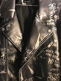 Customized graffiti faux leather biker jacket for men